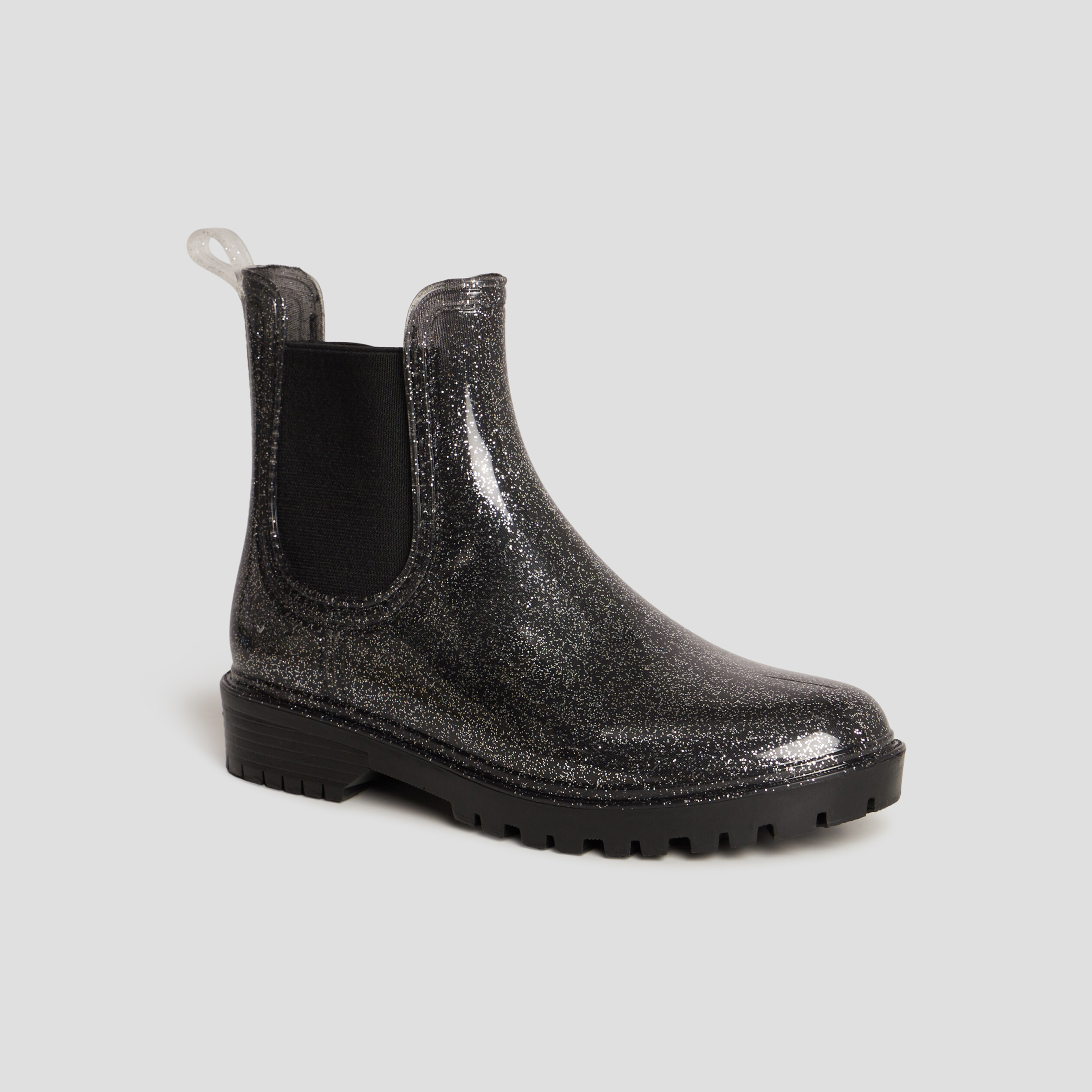 Bottes de pluie chelsea à paillettes gris argent femme | La Halle