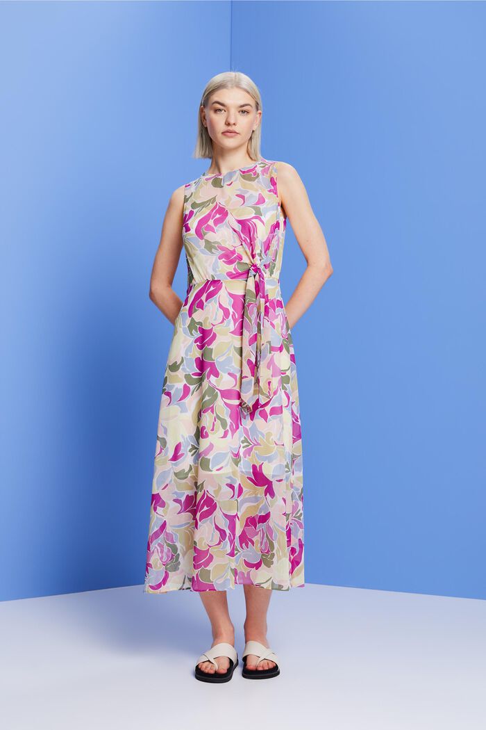 Chiffon-Midikleid mit Knotendetail