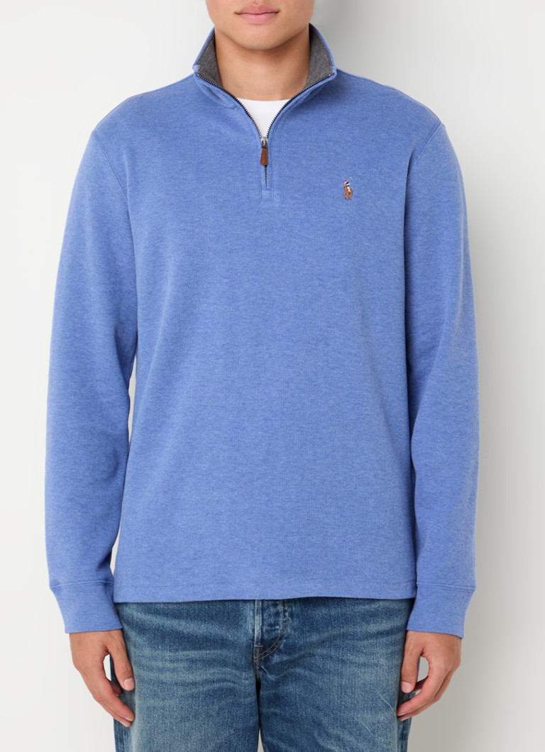 Ralph Lauren Fine-knit pullover with half zip and logo embroidery