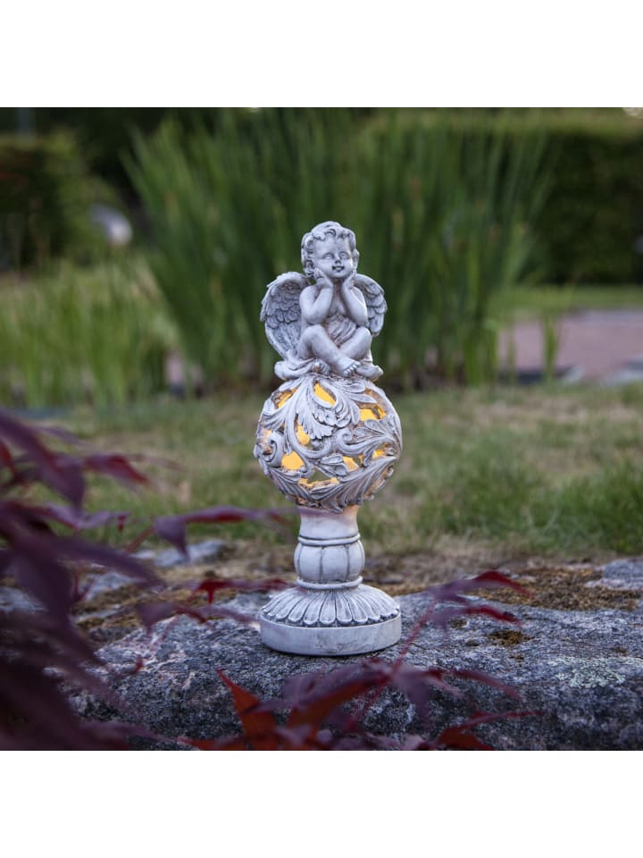 STAR Trading LED Solar Engel Gartenfigur Grabdeko H: 27cm in grau günstig kaufen onesize