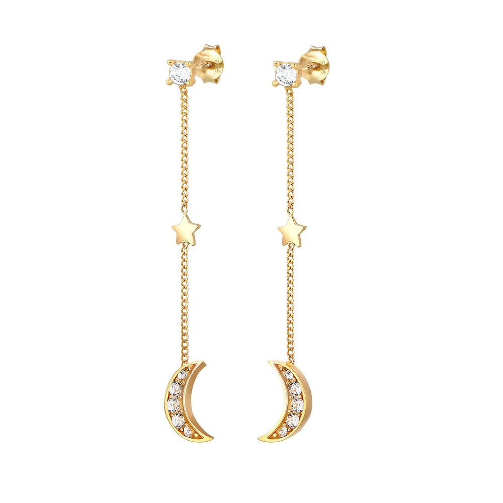 Elli Elli Boucles d'Oreilles Astro Étoile Demi-Lune Pendentif Boucles d'Oreilles Femme Boucles d'oreilles