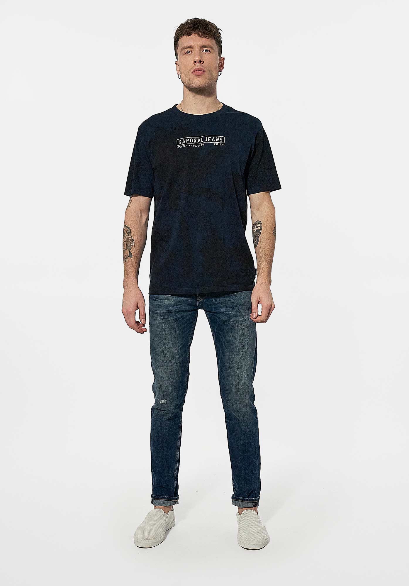 MARTI  T-shirt bleu Homme en 100% coton