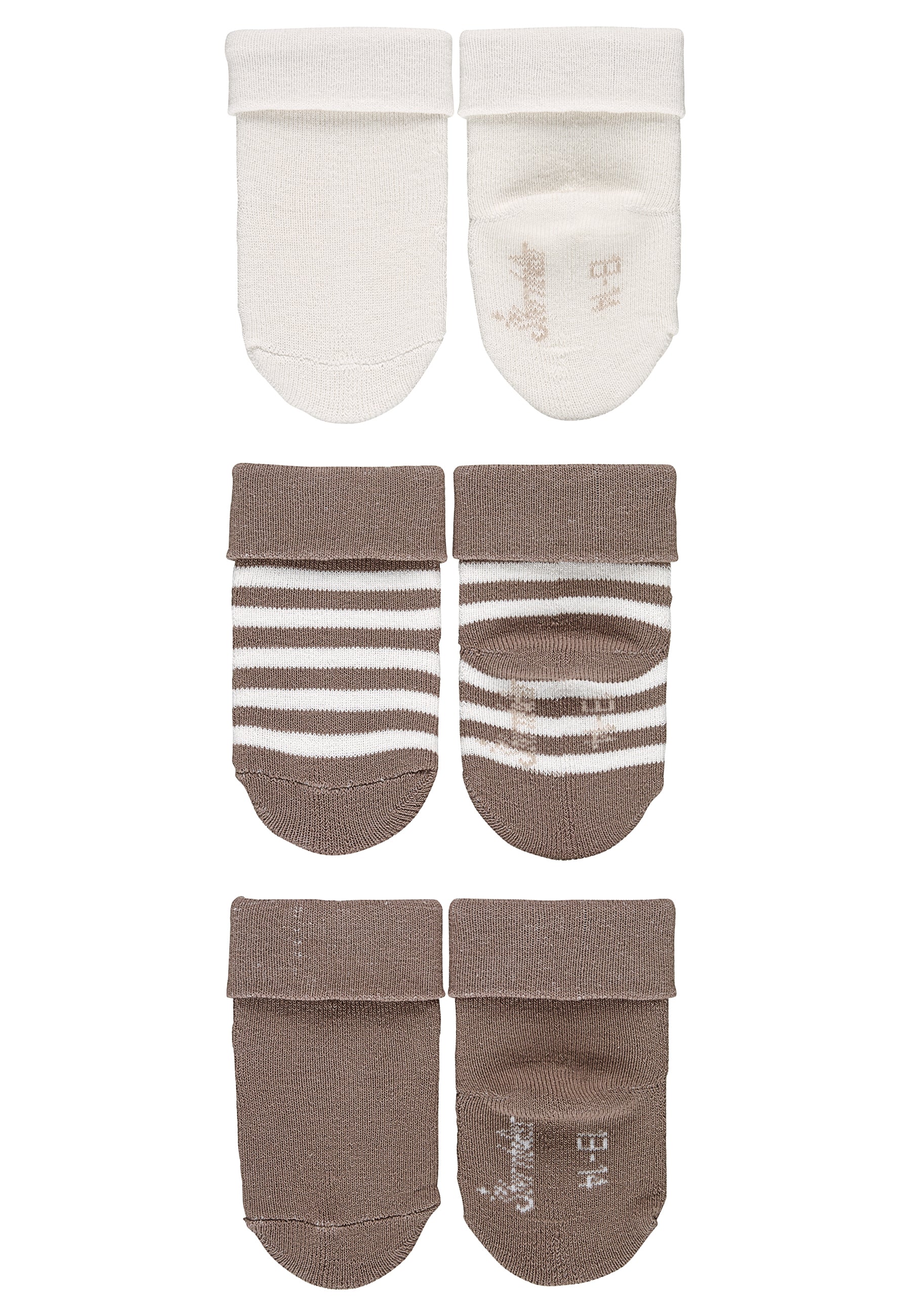 GOTS Babysocken 3er-Pack uni, Ringel und uni
