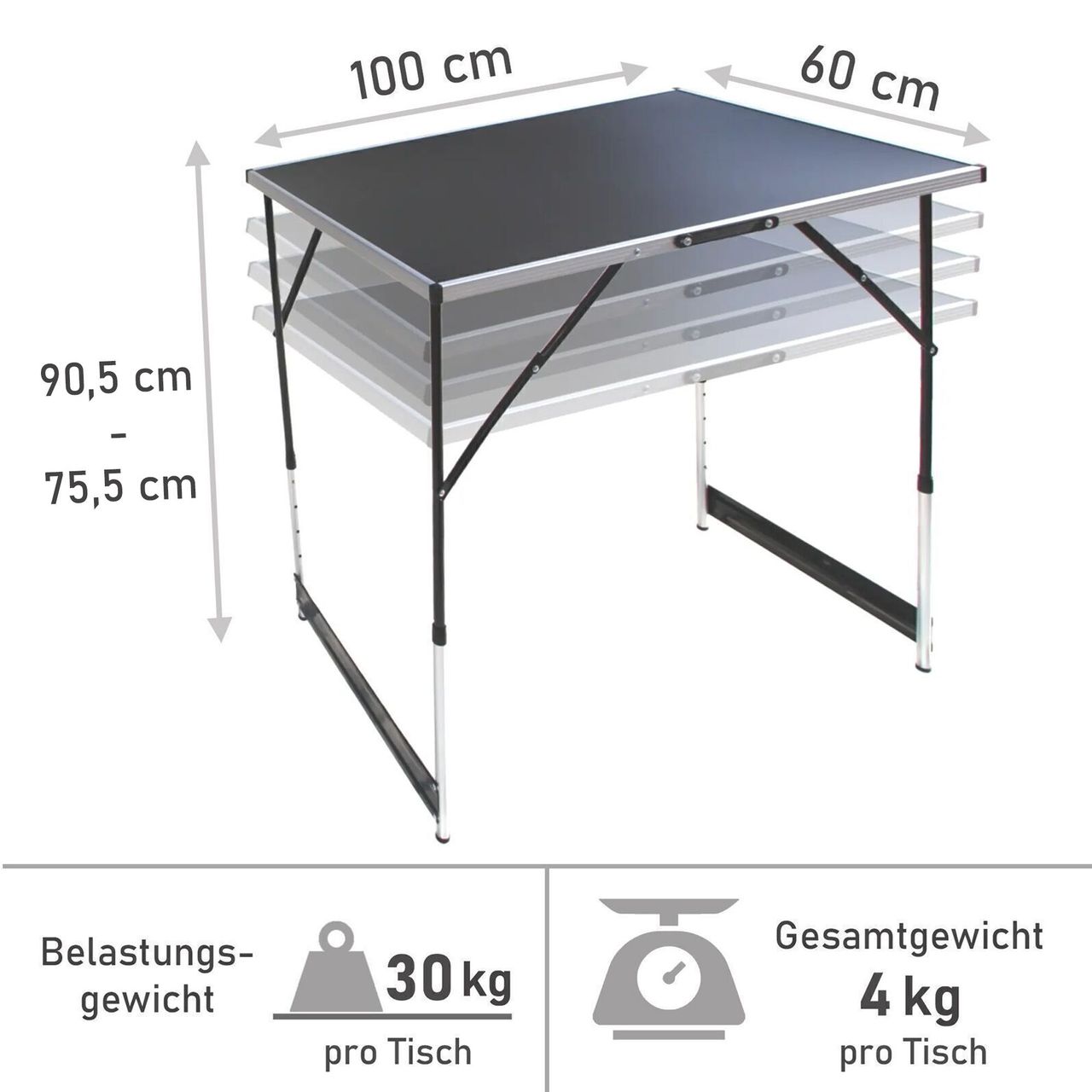 Lemodo 3-teiliger Tapeziertisch