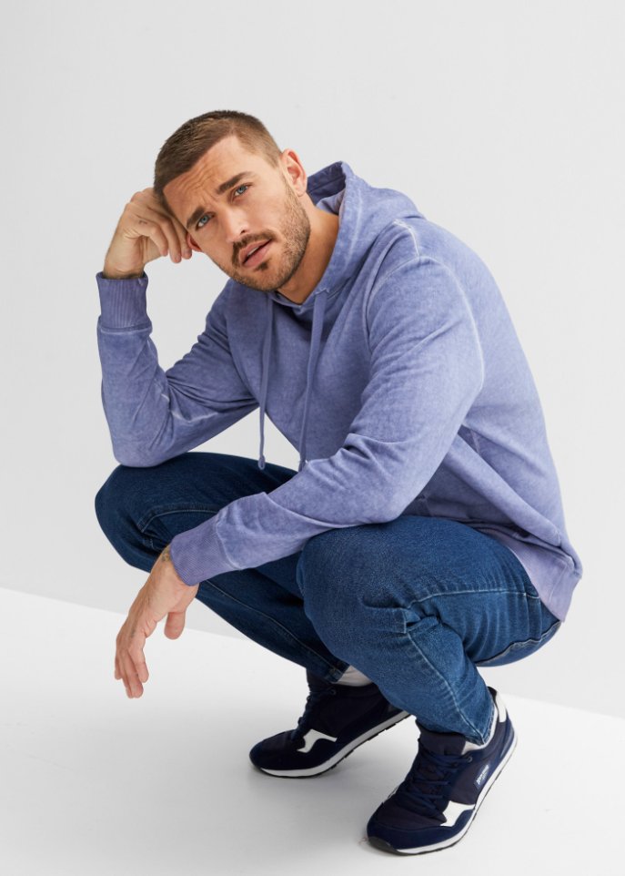Kapuzensweatshirt in gewaschener Optik, Loose Fit