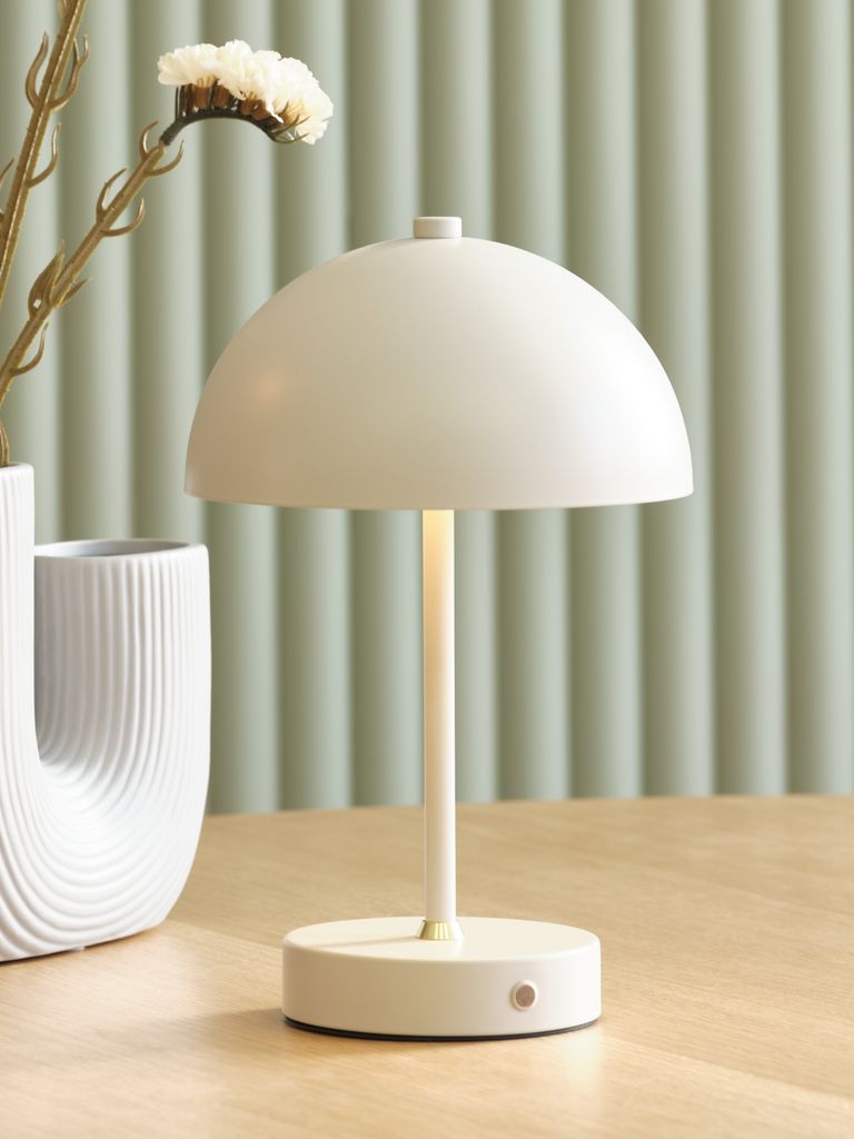 KENT KENT battery-powered lamp Ø16xH25cm light gray with touch button and timer