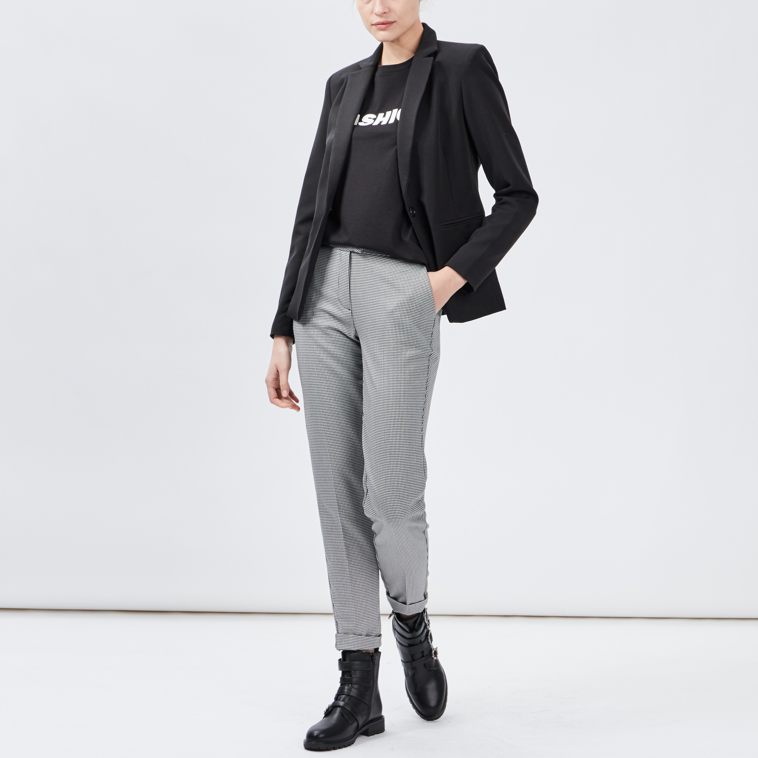 Pantalon droit à pinces blanc femme | La Halle