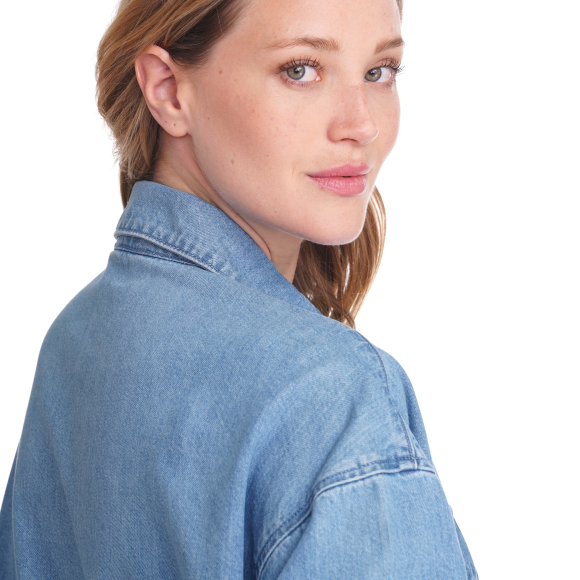 Damen Jeanshemd in Denim-Optik