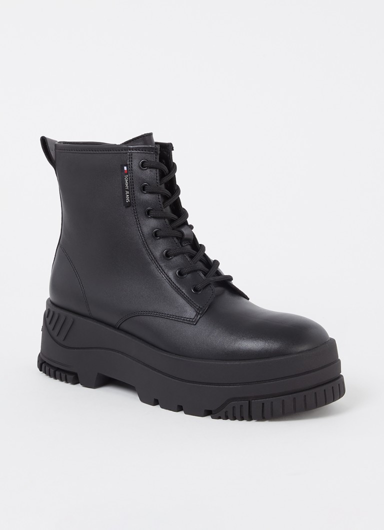 Tommy Hilfiger  Biker boot van leer met plateauzool
