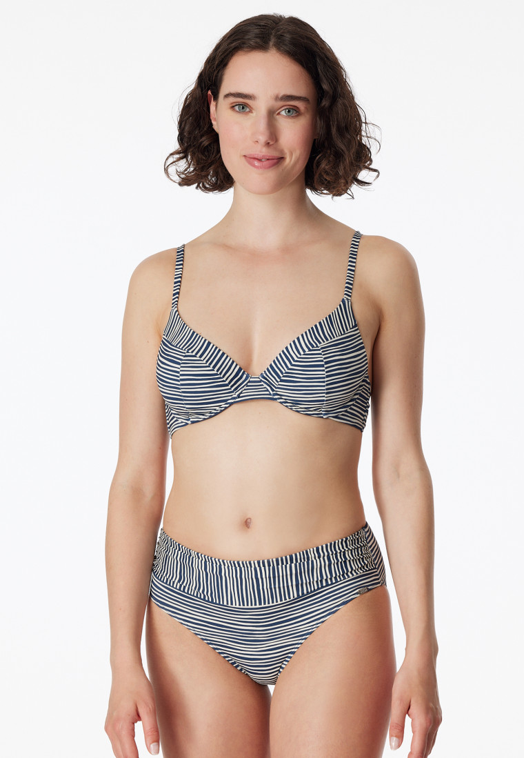 Bügel-Bikini verstellbare Träger Midi-Slip mehrfarbig gestreift - Ocean Dive