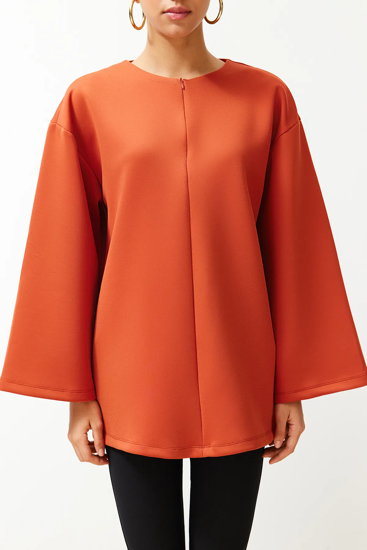 Trendyol Modest  Kachelförmiger Frontreißverschluss, detailliertes, stilvolles Taucher-/Scuba-Strick-Sweatshirt TCTSS24UK00032