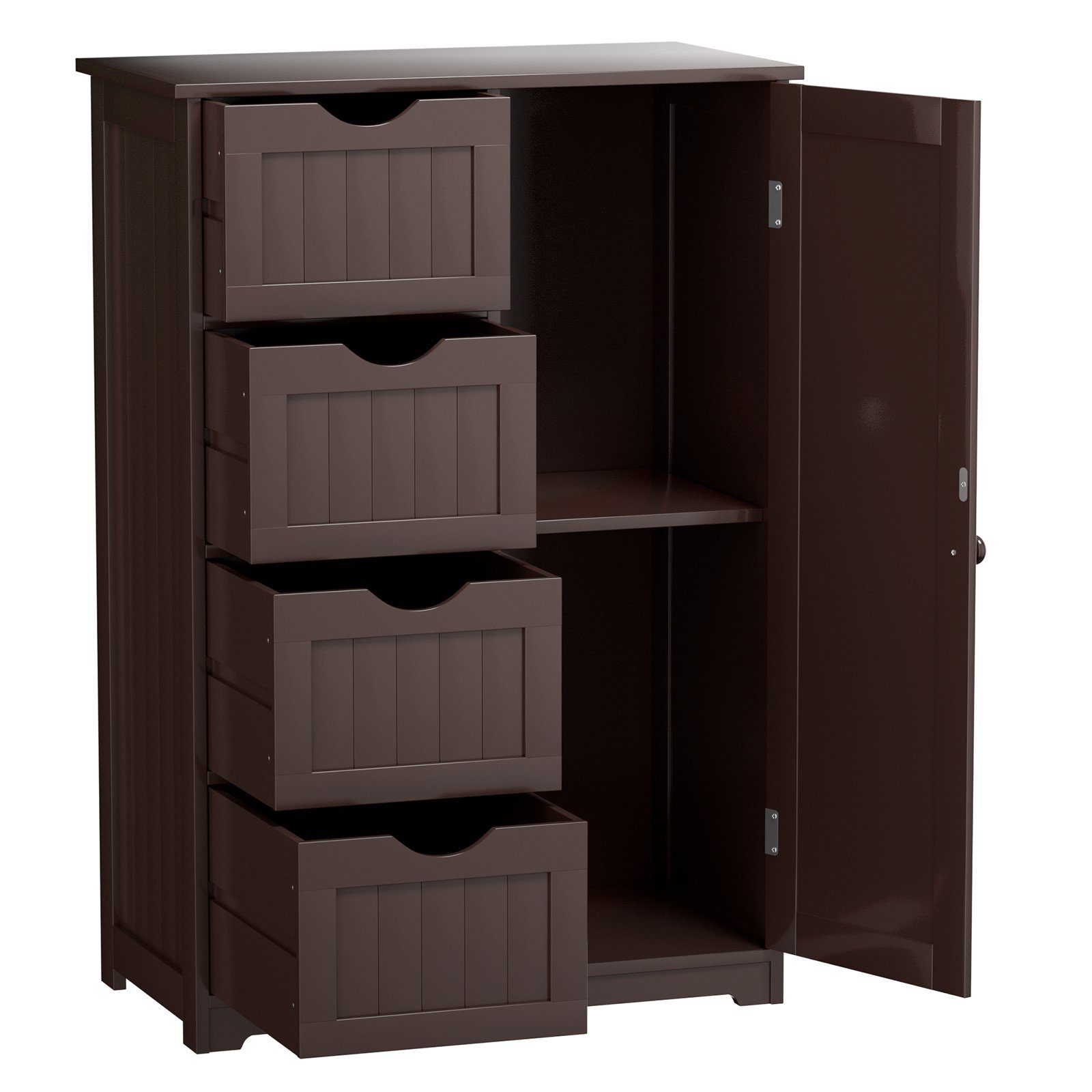 COSTWAY Badkommode, mit 4 Schubladen & 1-türigem Schrank, 55 x 30 x 81 cm