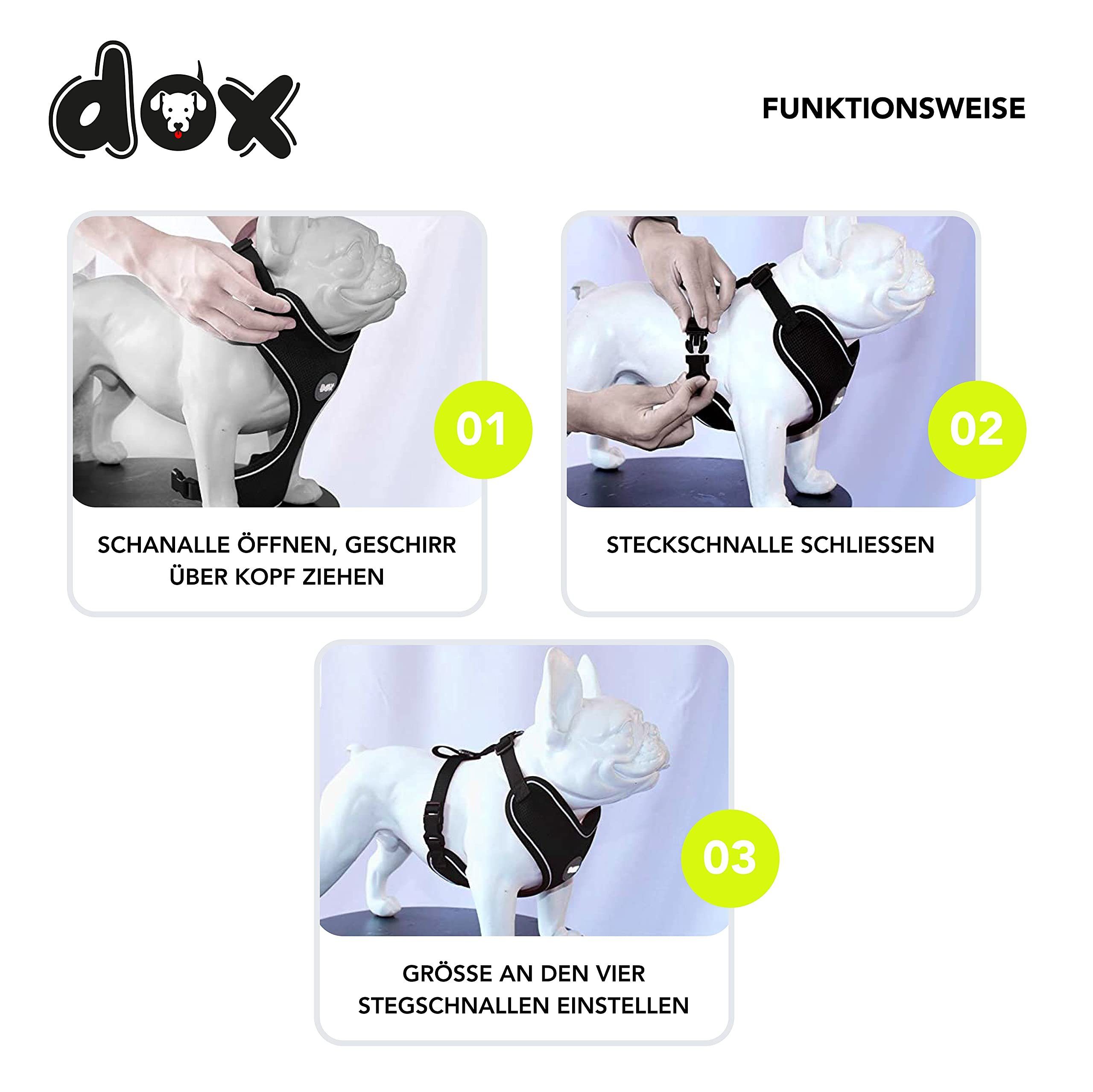 DDOXX Hunde-Geschirr Verstellbares, reflektierendes Hundegeschirr, ausbruchsicher, Gelb Hals: 20-28 Cm Brust: 32-44 Cm