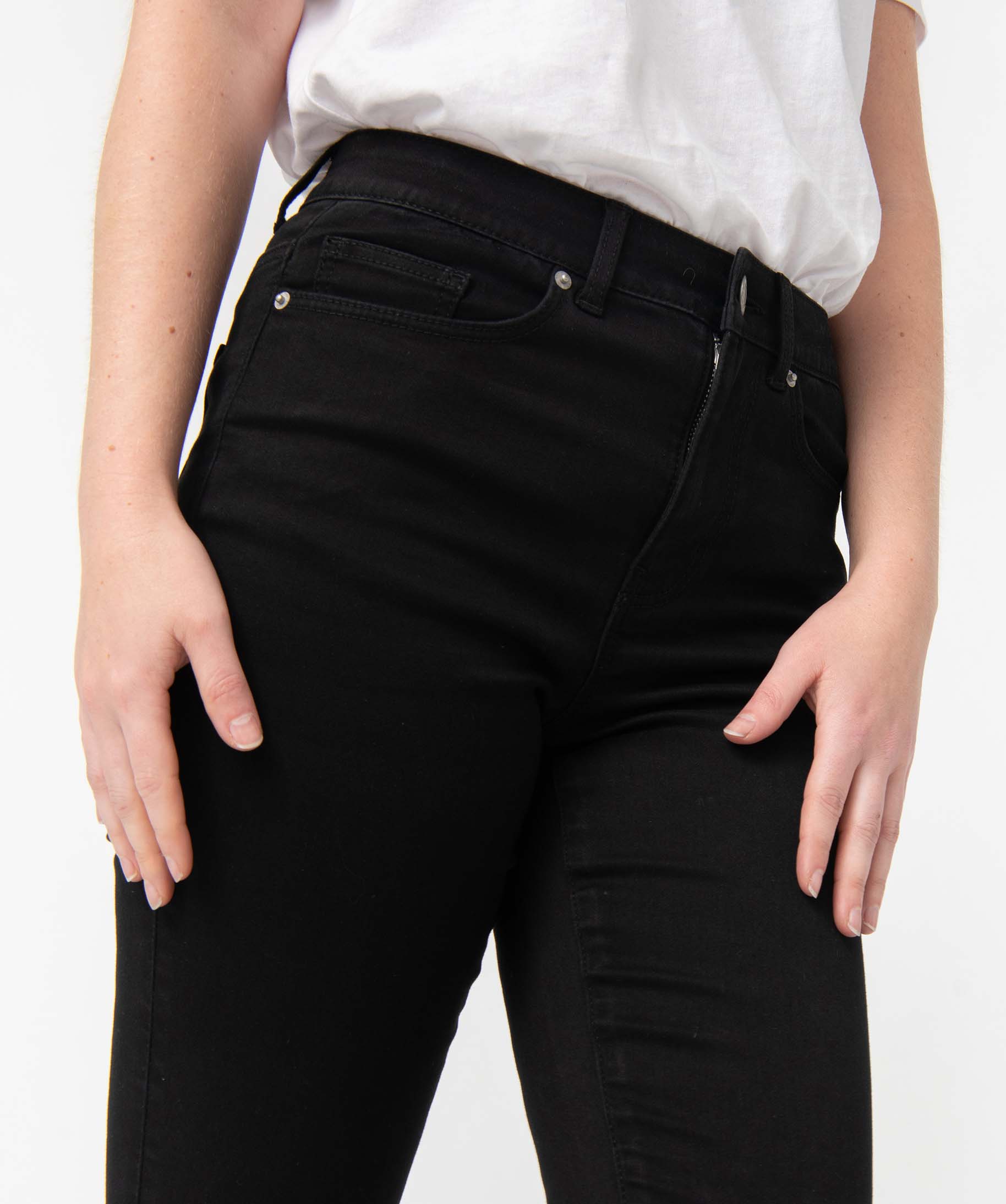 Jean femme coupe skinny taille haute noir | GEMO