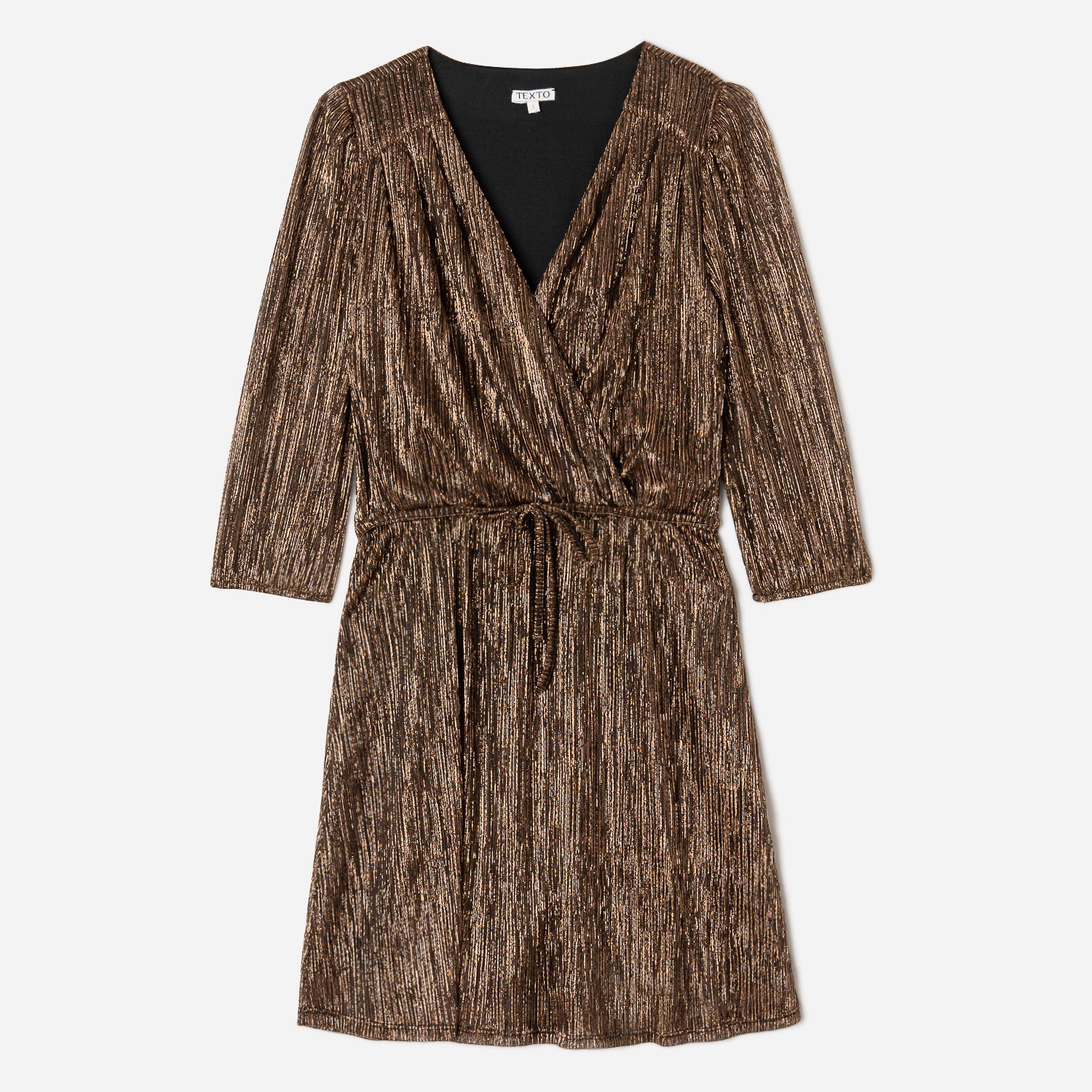 Robe courte doré foncé plissée