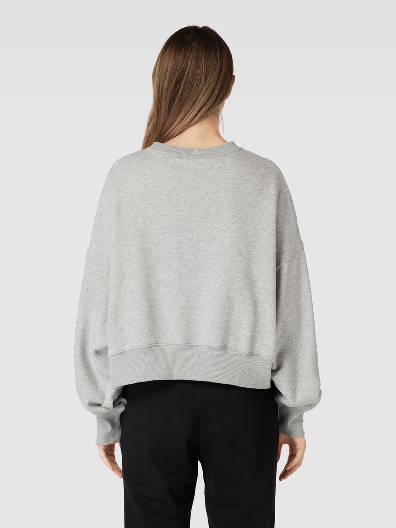 Cropped Sweatshirt mit Label-Stitching in dunkelgrau