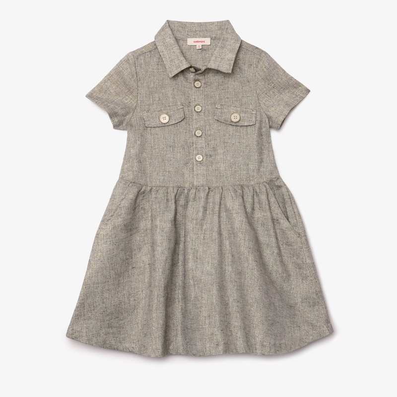 Robe chemise fille en toile dorée Catimini