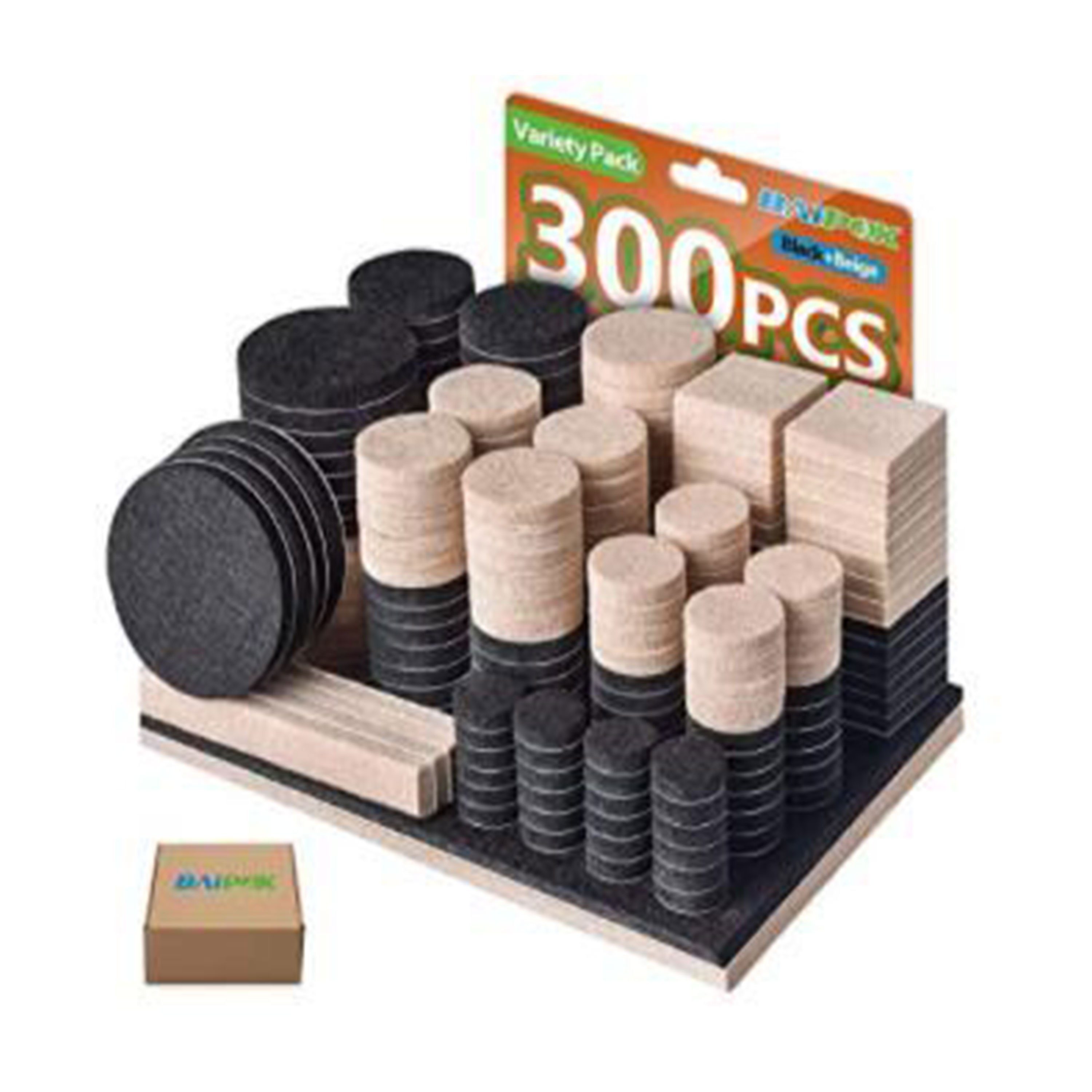 ToCi Filzgleiter Filzgleiter 300 Stk. Schwarz/Beige Mix selbstklebend Möbel Bodenschutz