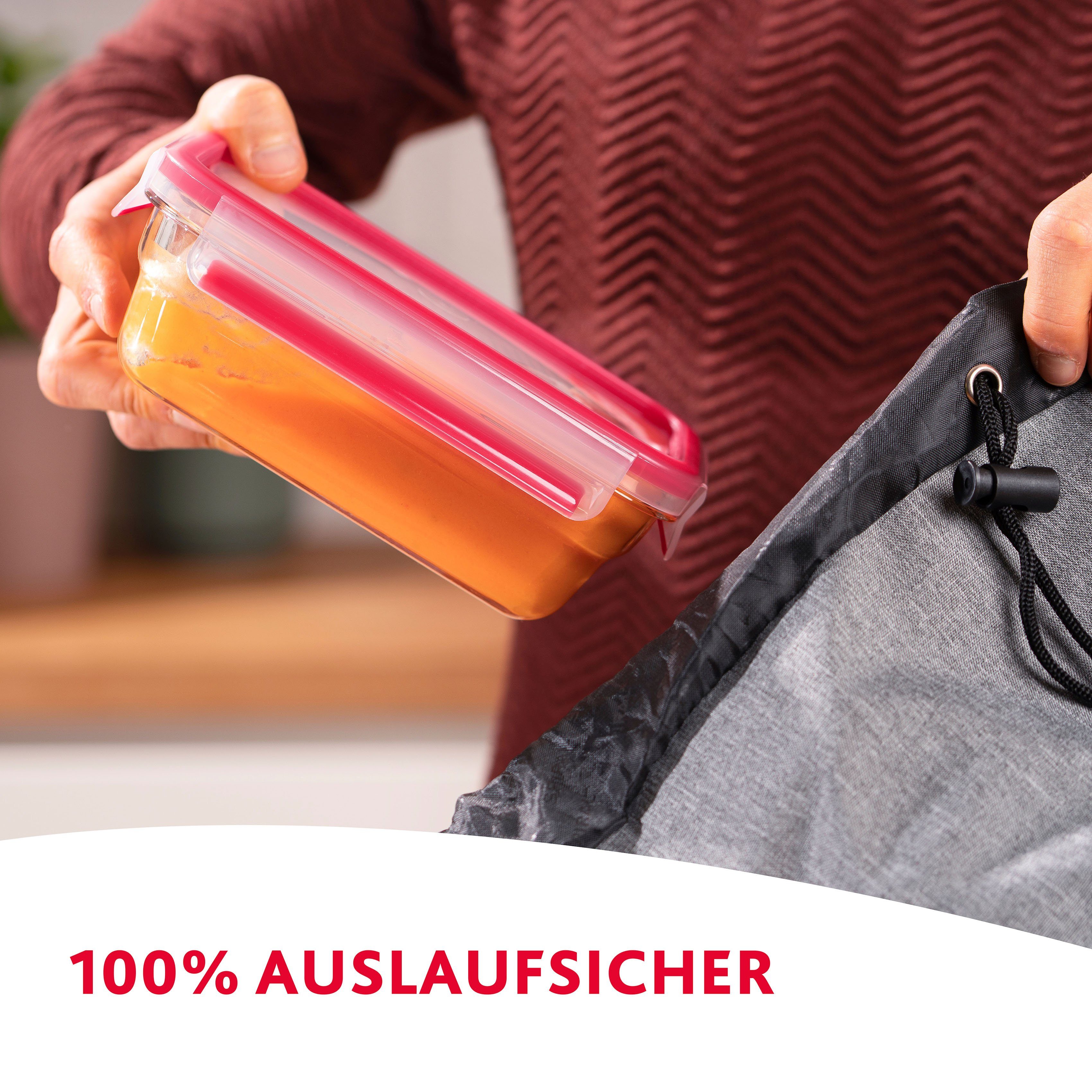 Emsa Frischhaltedose N10507 Clip & Close Glas, Glas, Kunststoff, (Set, 3-tlg), 3 x 0,18L, gefrierfest, backofenfest, mikrowellenfest, 100% dicht