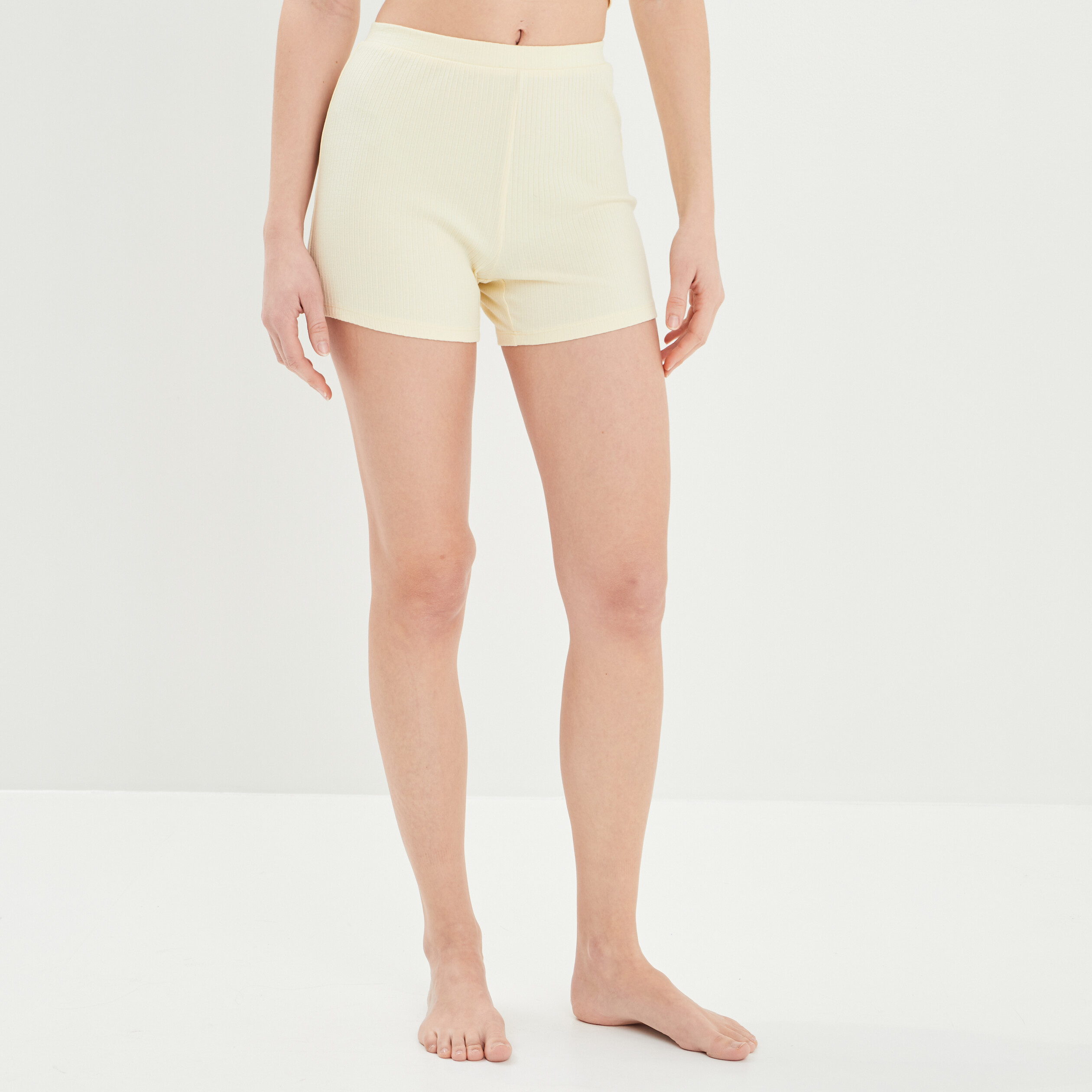 Bas de pyjama short côtelé blanc femme | La Halle