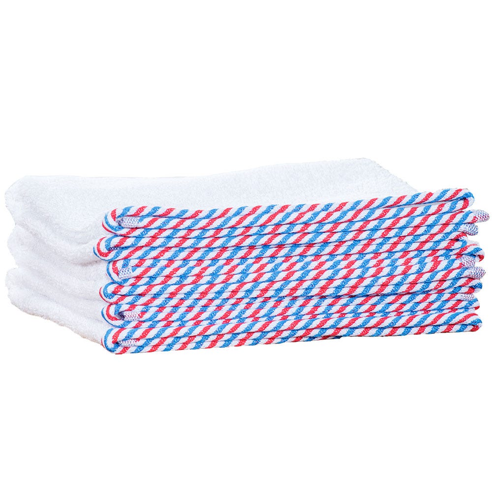 1o1BARBERS Barber Towel White/Red/Blue 20x40cm