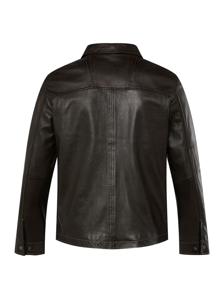 Men Plus Lederjacke in mahagonibraun günstig kaufen