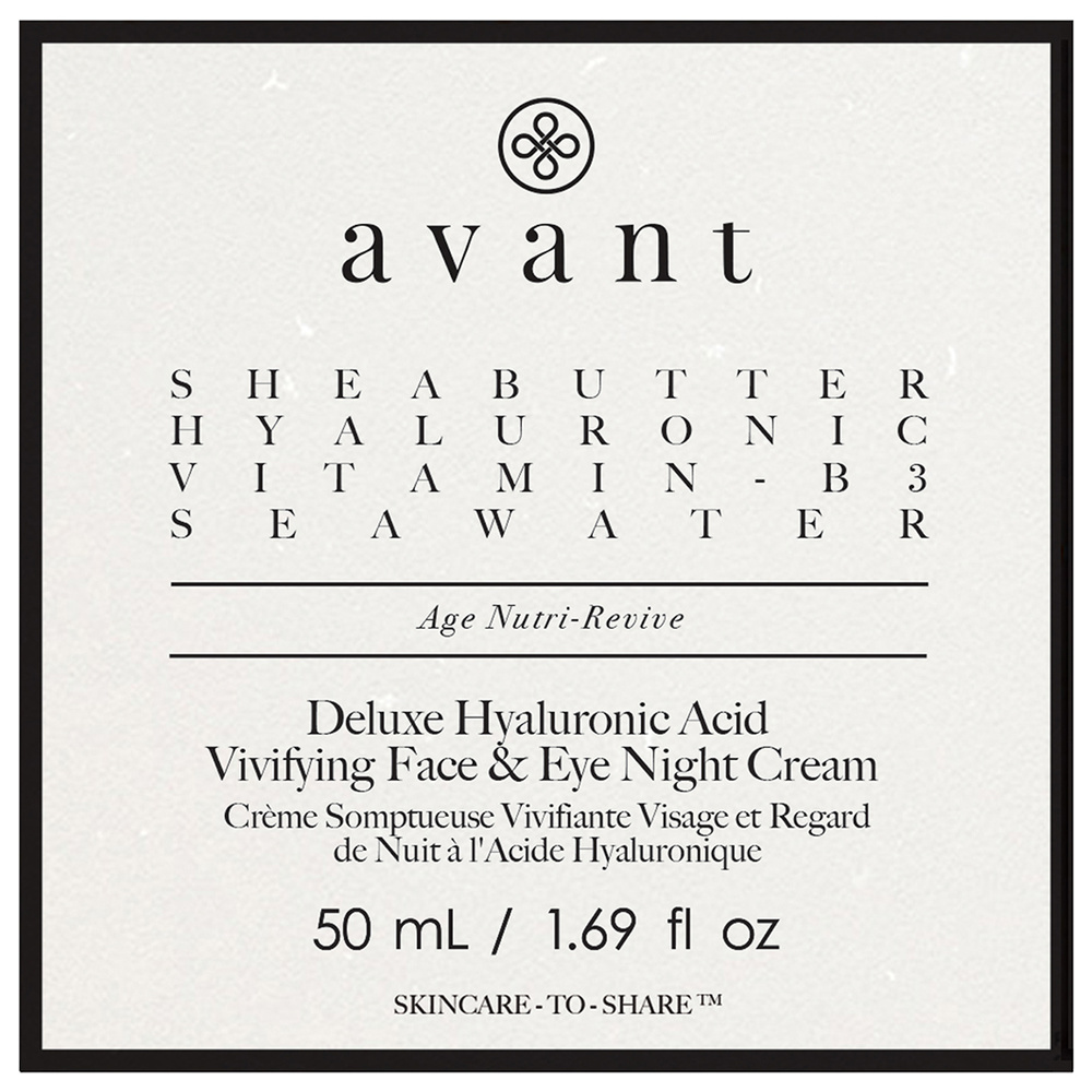 Avant Skincare Crème Somptueuse Vivifiante Visage et Regard de Nuit à l'Acide Hyaluronique Crème de nuit