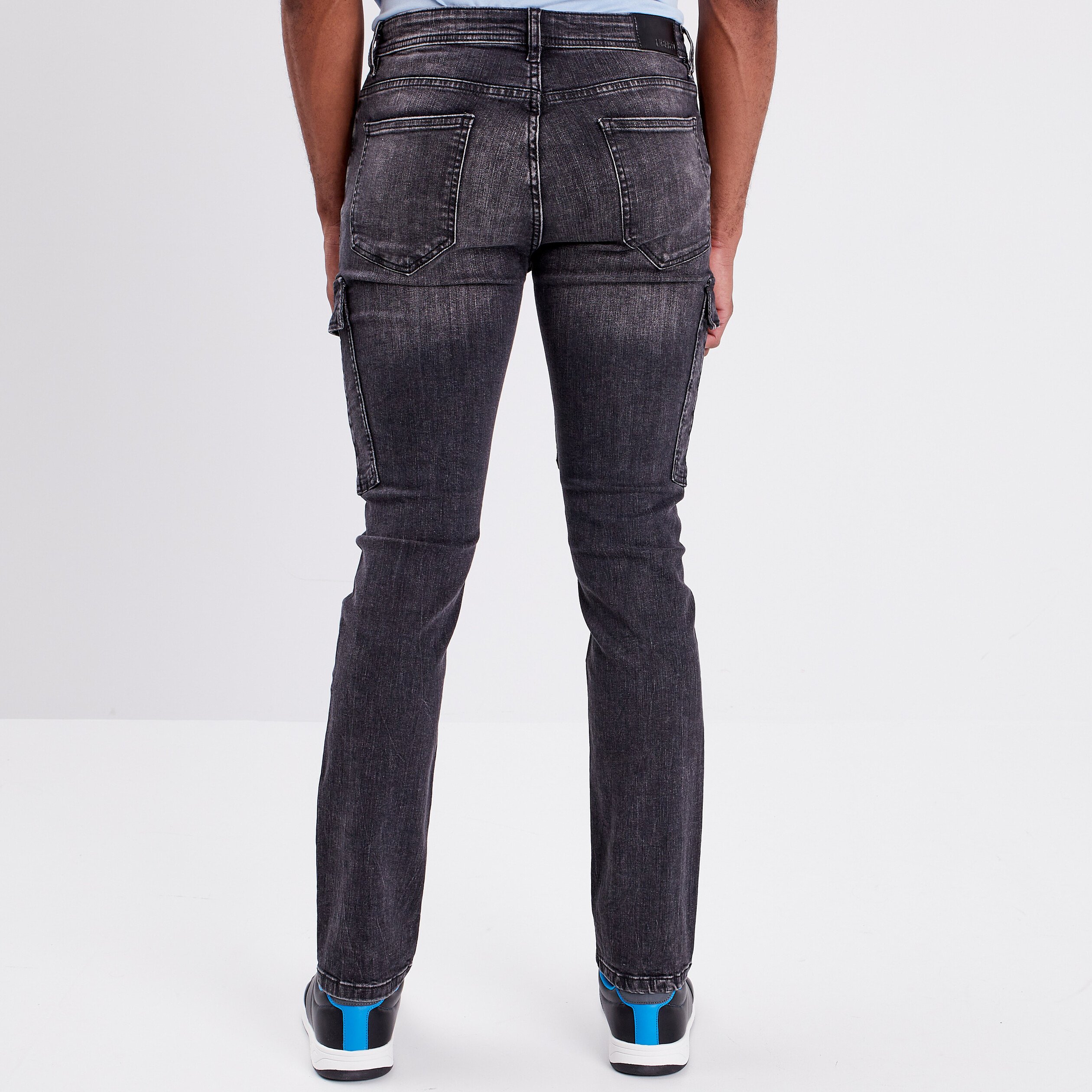 Jeans cargo slim denim noir homme | La Halle