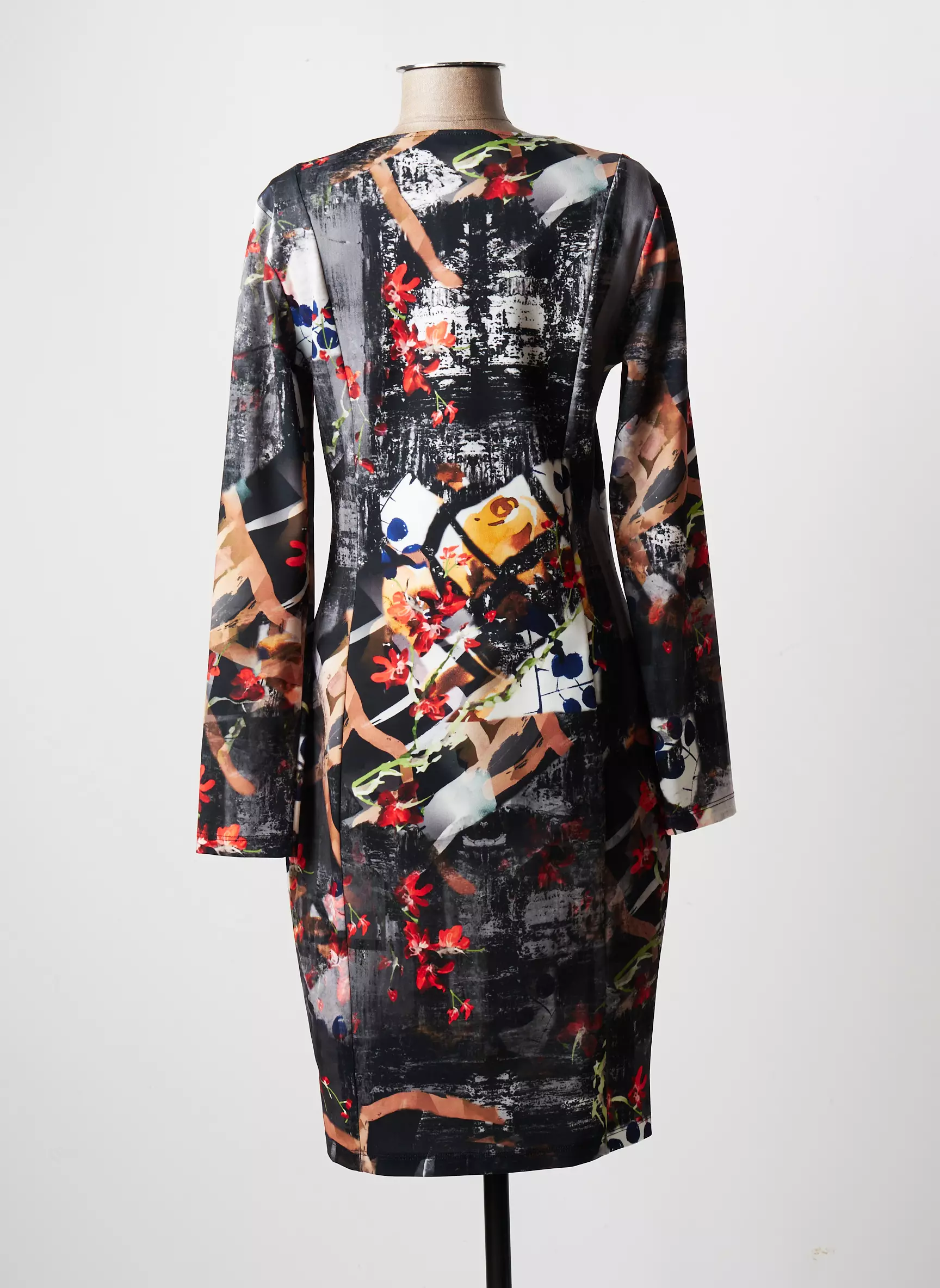 Eroke Robes Mi Longues Femme couleur gris