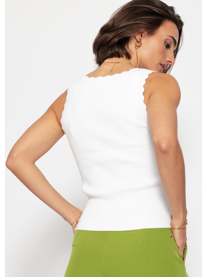 SASSYCLASSY Tank Top mit Bogenkante in Weiß günstig kaufen