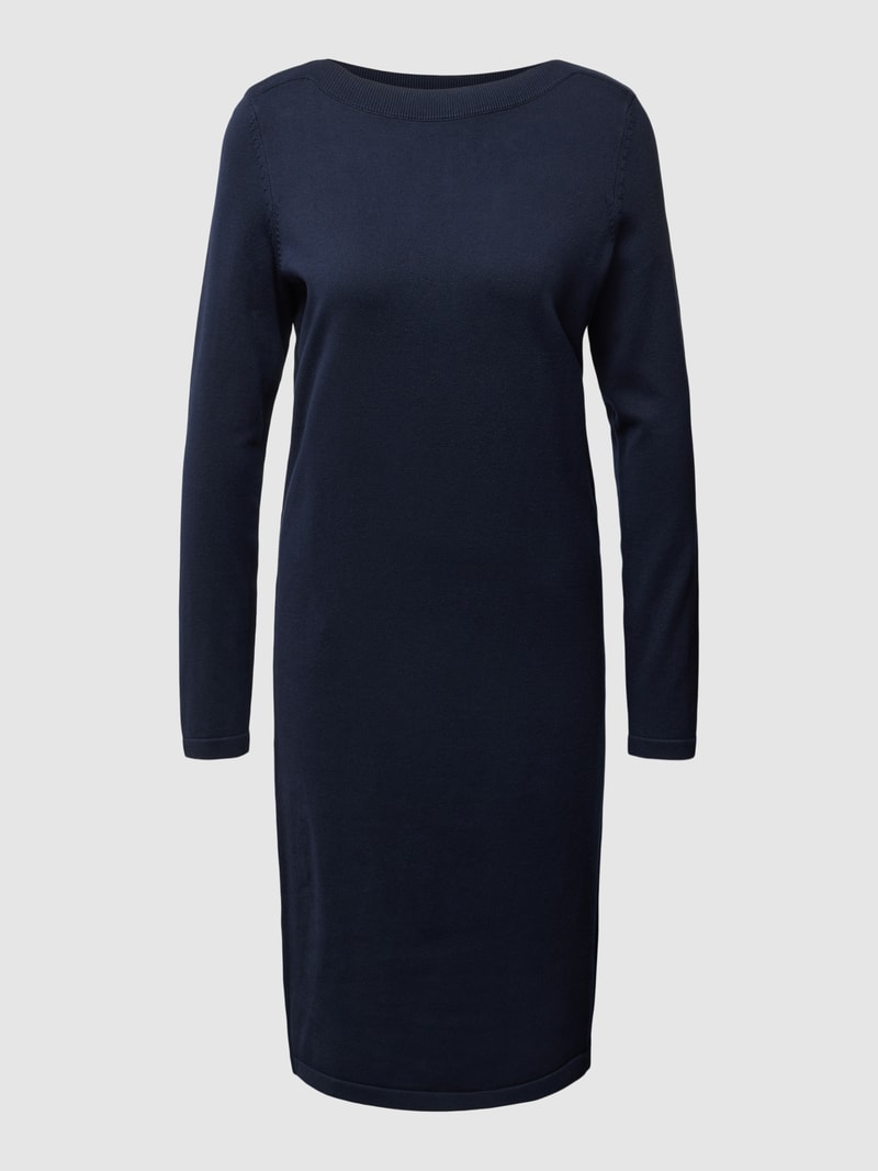 Knielanges Kleid mit U-Ausschnitt in marineblau