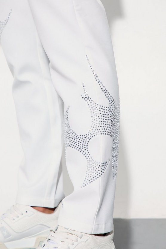 Slim-Fit Anzughose mit Strass