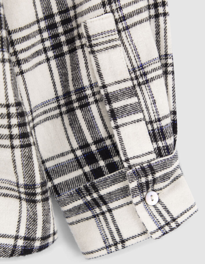 Chemise blanche et noire à carreaux fille