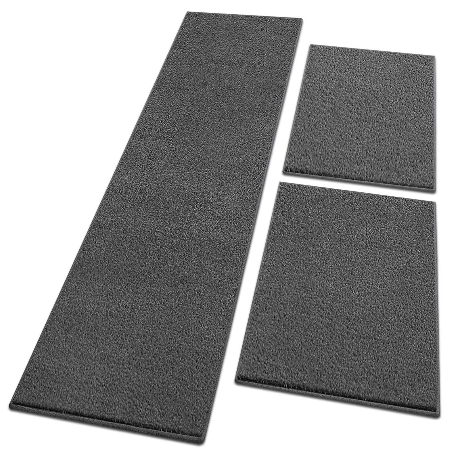 Hochflor-Bettumrandung Dynasty Anthrazit, 3 Größen, Teppichläufer, ideal im Schlafzimmer Floordirekt, Höhe 8.5 mm, (3-tlg), Velours