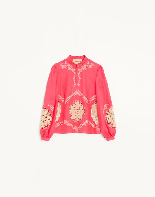 Broderet Couture-top i hør