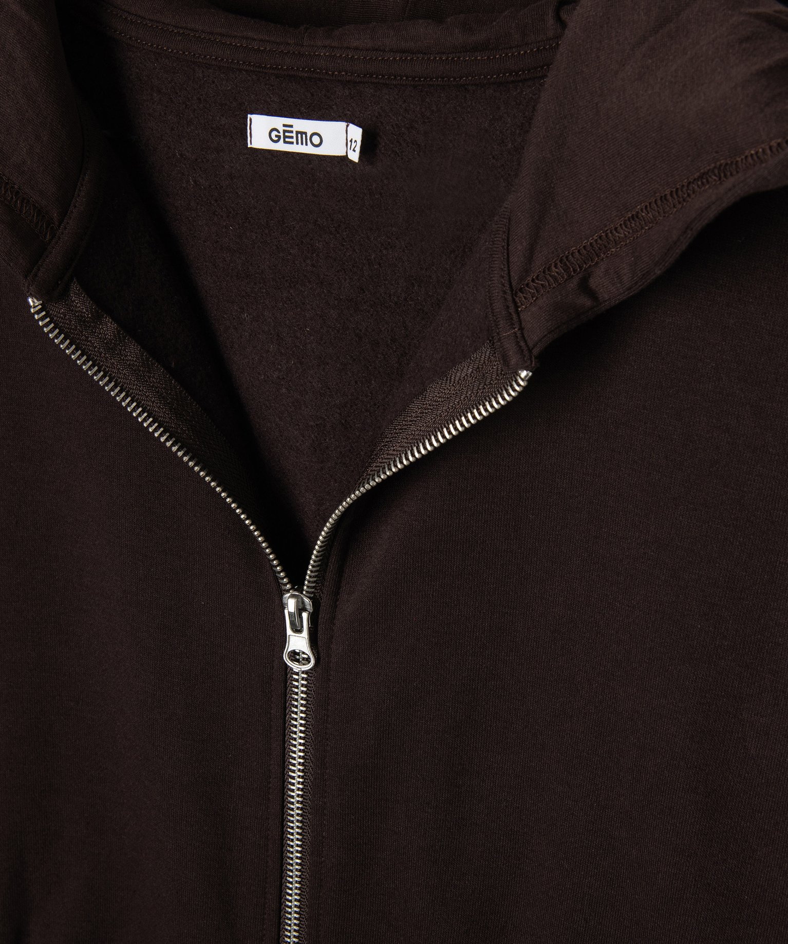 Sweat zippé à capuche coupe courte fille marron | GEMO