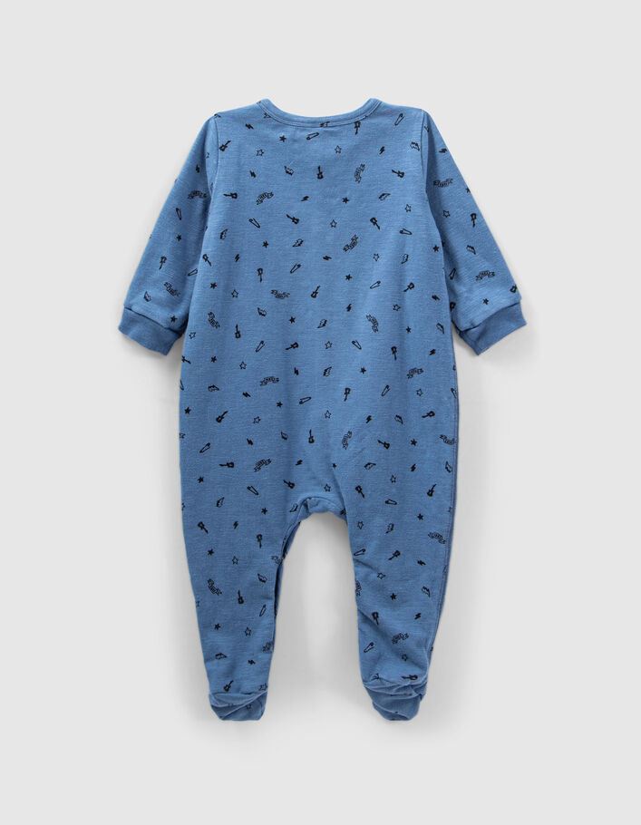 Dors-bien bleu moyen imprimé rock coton bio bébé