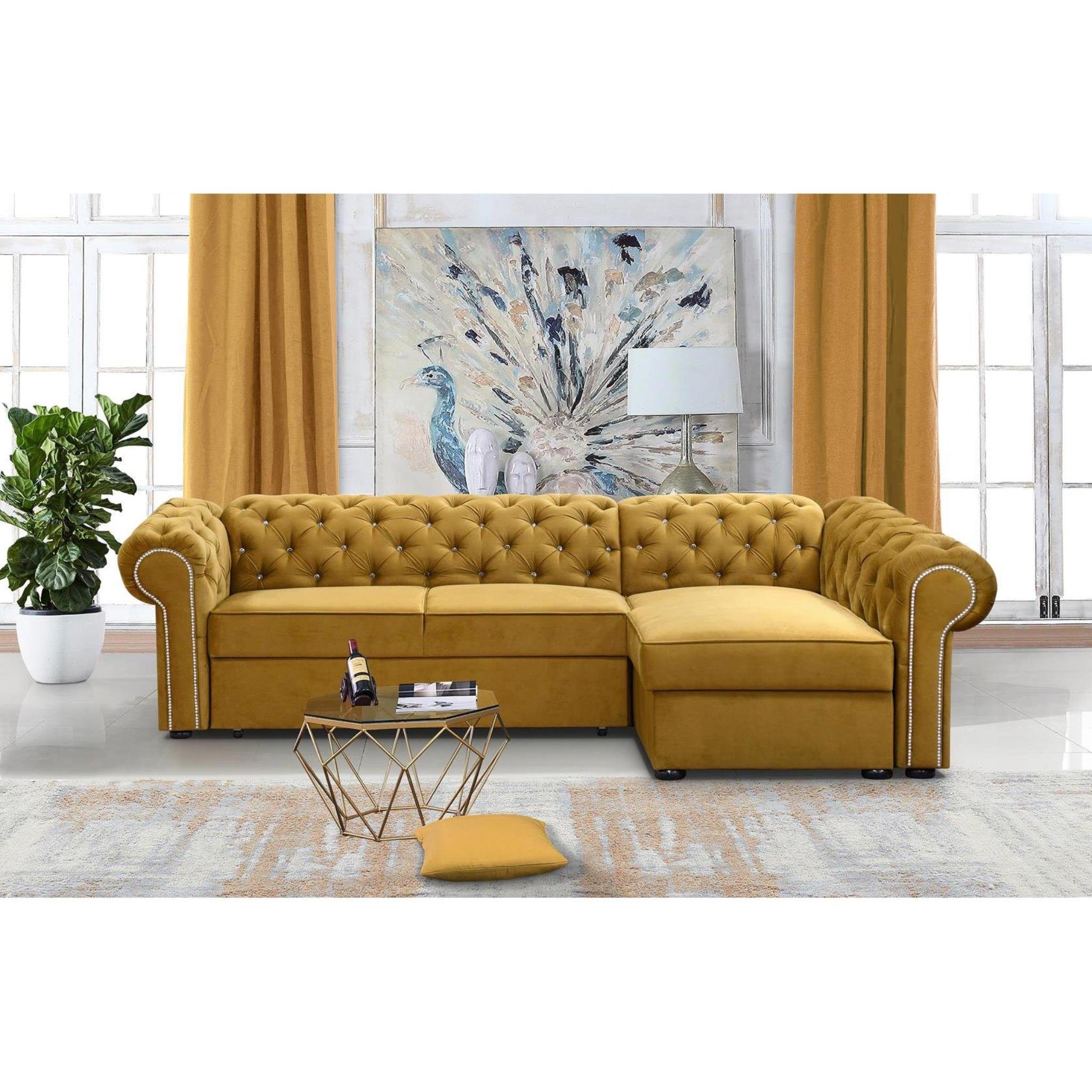 Beautysofa Polsterecke Chester, L-Form Ecksofa aus Velour, Ottomane rechts oder links montierbar, mit Relaxfunktion, mit 2x Bettkästen