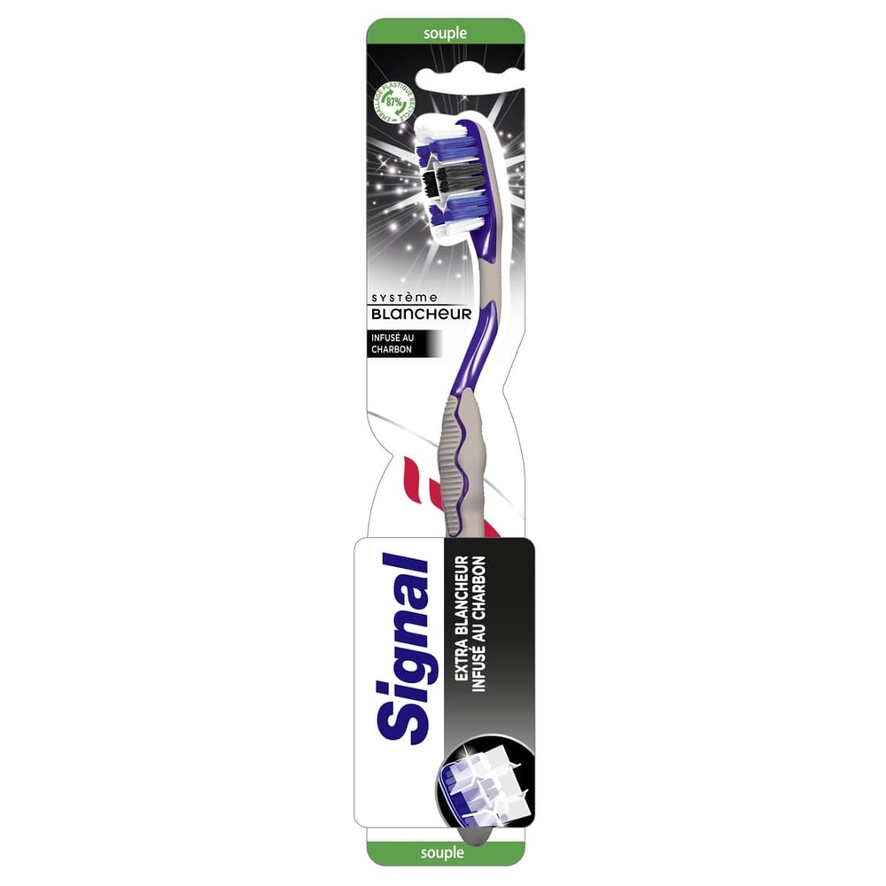 signal SIGNAL Brosse à Dents Bambou Extra Souple Poils Infusés au Charbon x1 Brosse à dents