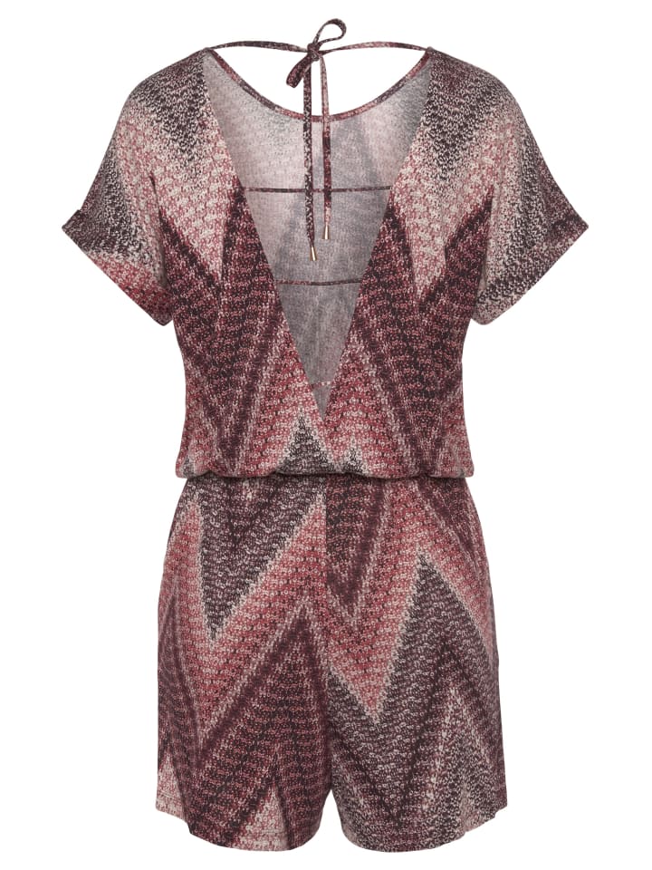 LASCANA Kurzoverall in sand-bordeaux bedruckt günstig kaufen
