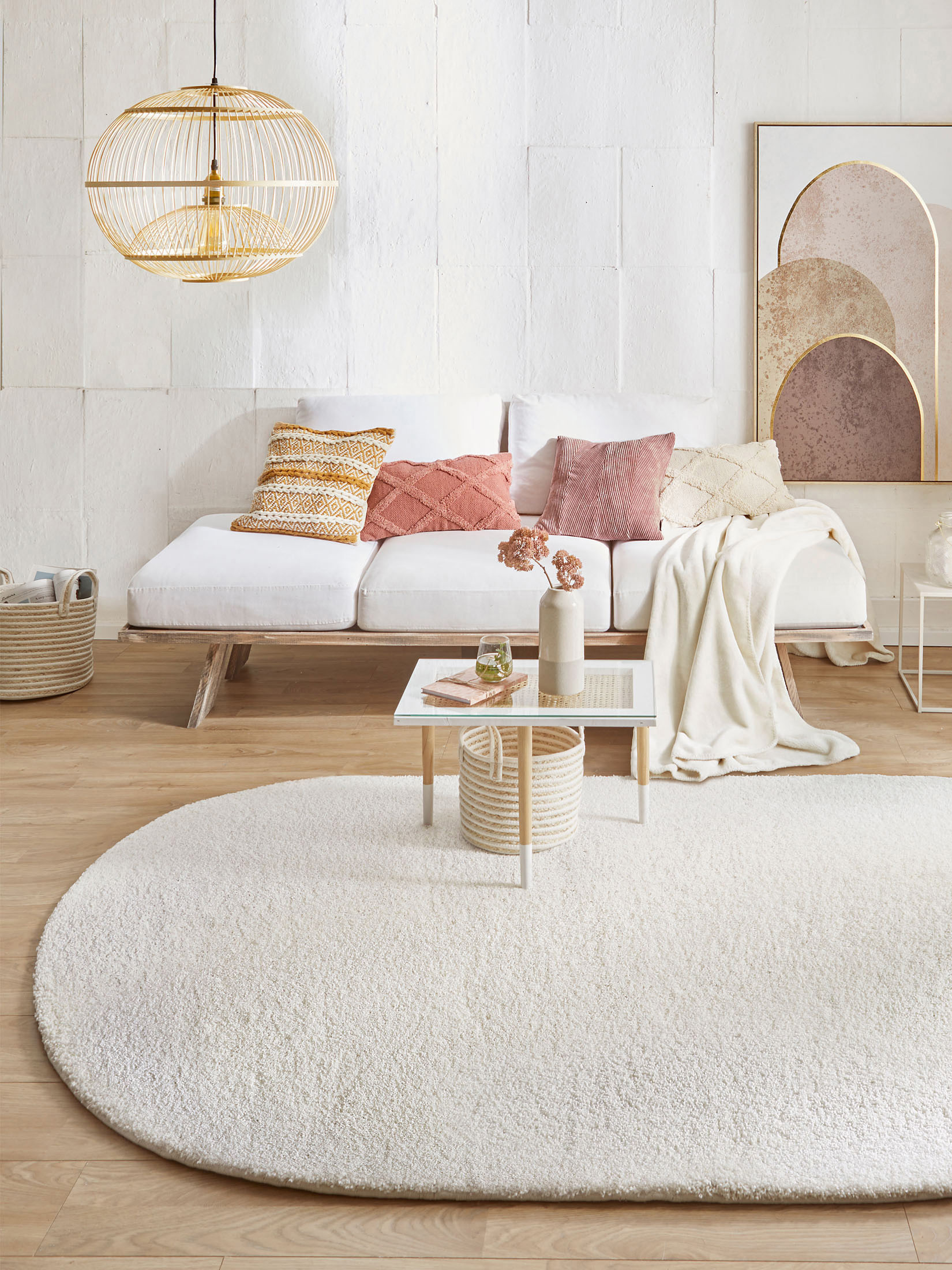 Lounge Hochflor-Teppich, Weiss