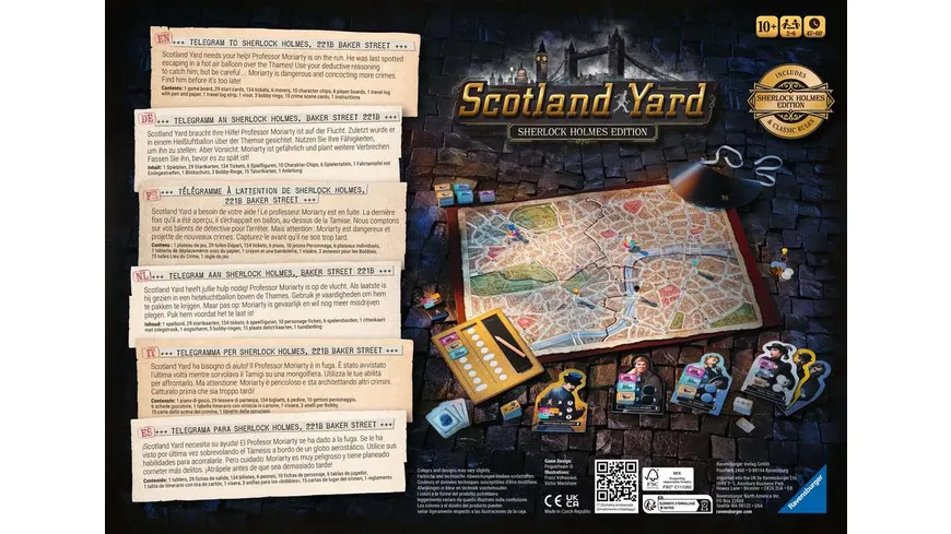 Ravensburger Spiel - Scotland Yard: Sherlock Holmes Edition - Das kultige Detektivspiel für 2-6 Spieler ab 10 Jahren