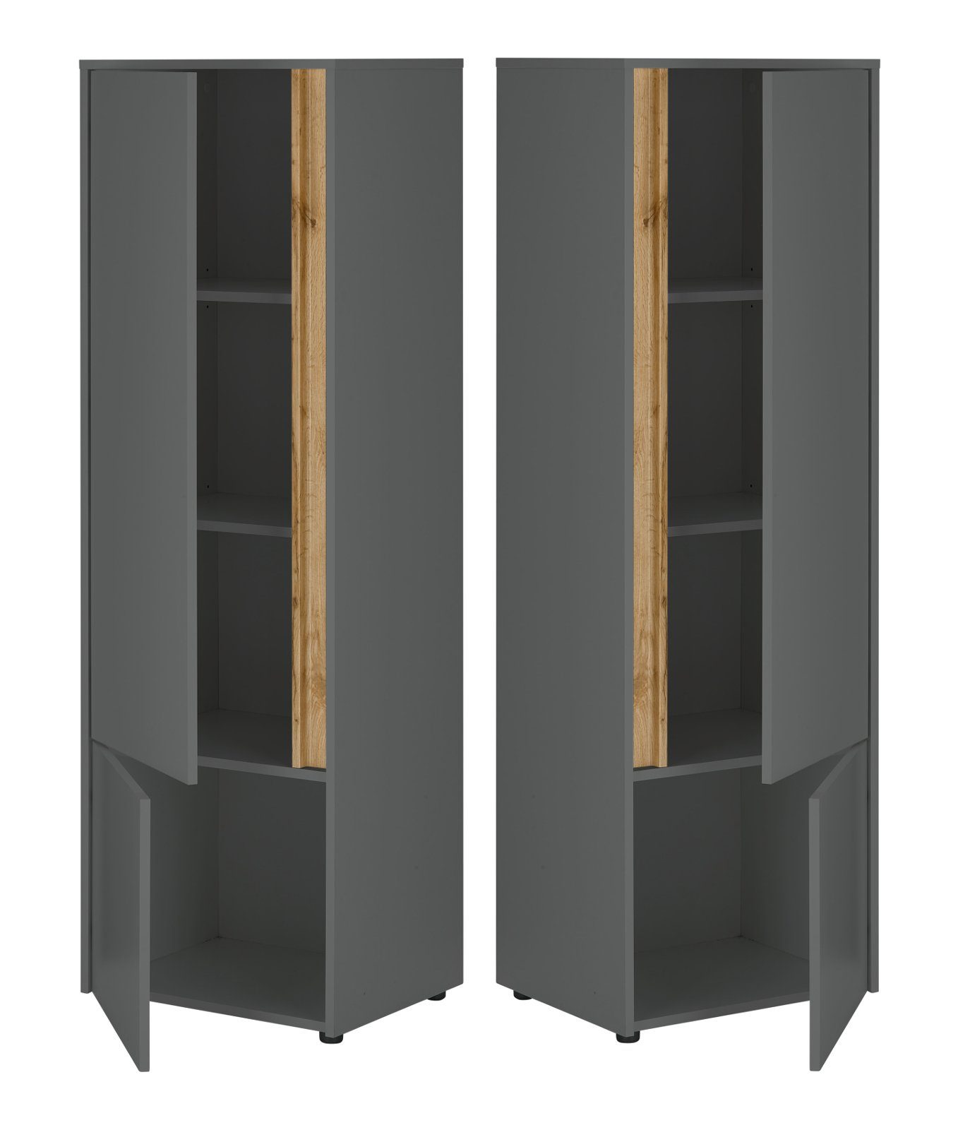 Furn.Design Aktenschrank Center (Büroschrank in grau mit Wotan Eiche, Set 5-teilig, 190 x 200 cm) 15 Stauraumfächer