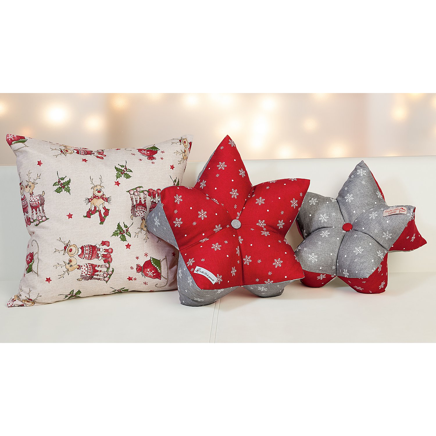 Dekostoff für Weihnachten fröhliche Rentiere 