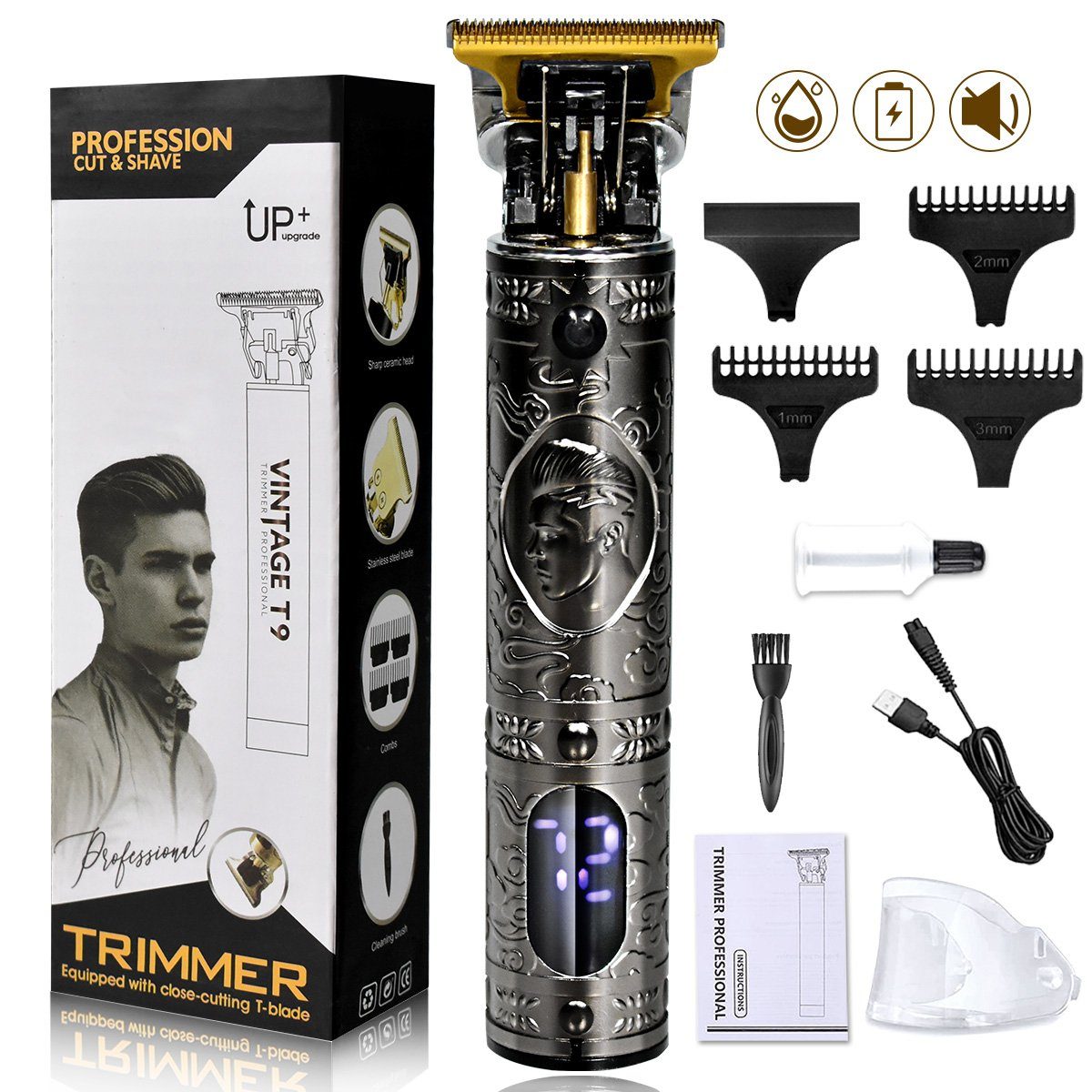 7Magic Haar- und Bartschneider Profi Haarschneidemaschine, LCD Display, 1200mAh, Elektrischer Haarschneider Haircut
