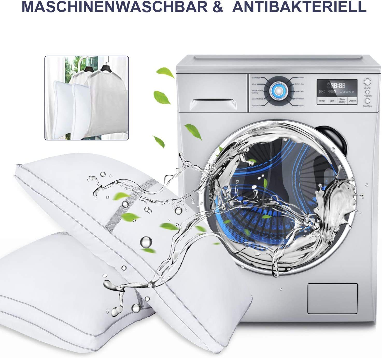 Microfaserkissen Kopfkissen 2er Set, 40/80×80cm Kissen aus Mikrofaser, BedStory, Füllung: Mikrofaser, 80x80x22cm, Set, Allergikergeeignet Hypoallergen Maschinenwaschbar