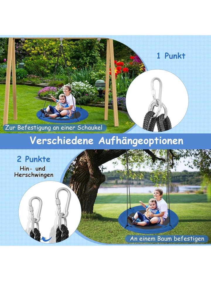 COSTWAY Nestschaukel Ø100cm 3-15 Jahre in Hellblau günstig kaufen onesize