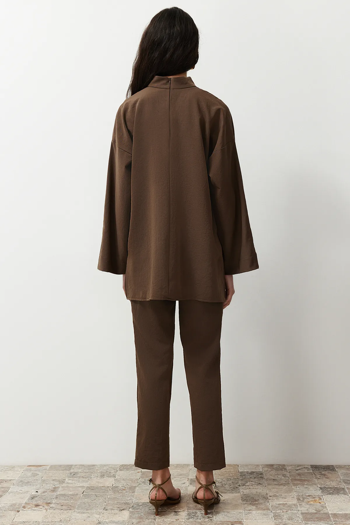 Trendyol Modest  Geräucherter Kragen, detailliert gewebtes Aerobin-Unterteil, Oberteil-Set TCTSS24US00055