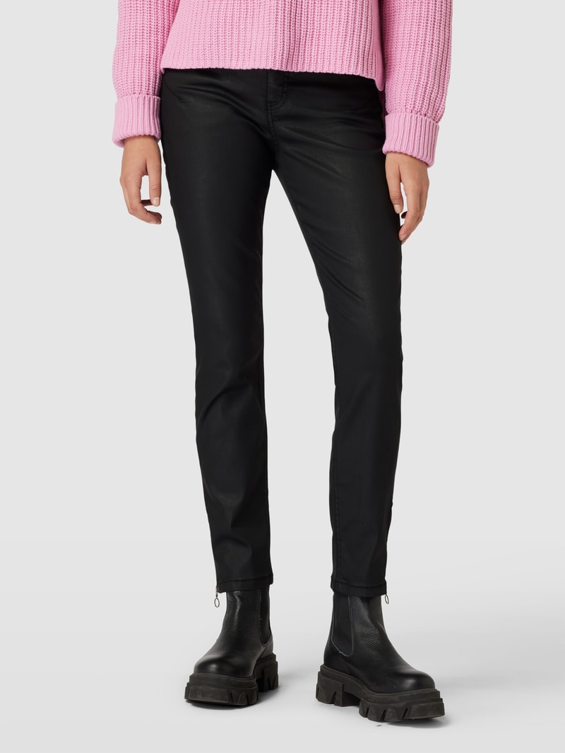 Slim Fit Lederhose mit Gesäßtaschen Modell 'RICH' in schwarz