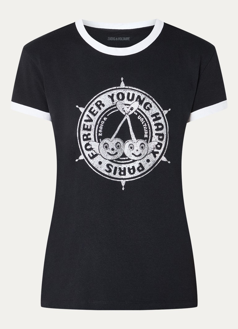 Zadig&Voltaire Walk Blason T-shirt made of organic cotton with rhinestones and logo
